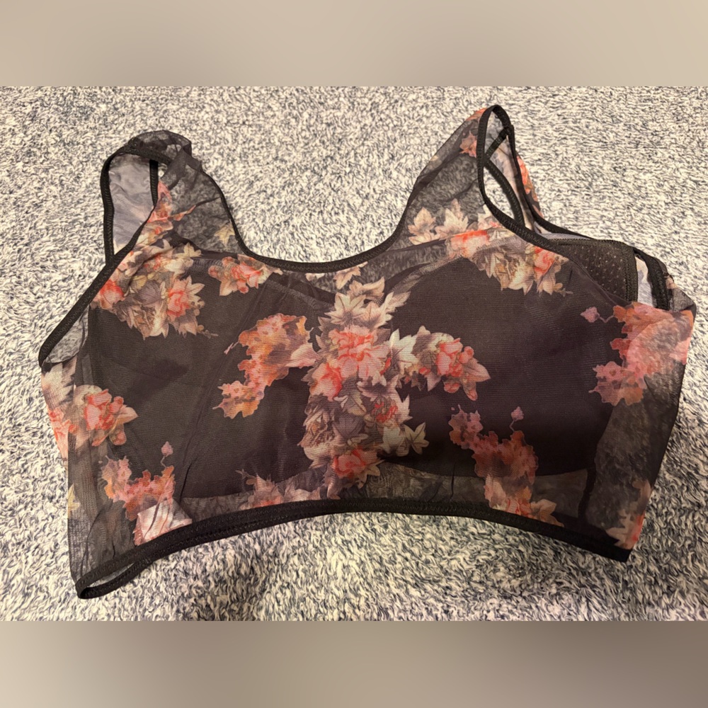 Floral Mesh Bralette - Black - Picture 6 of 8